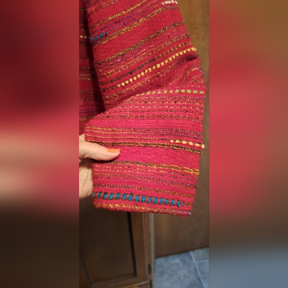 Ladies Coldwater Creek Red With Multi Colors Blazar LRG Raised Lines/Velvet etc. - Picture 10 of 12